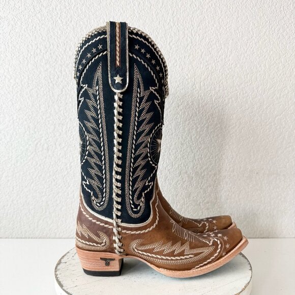 Lane RODEO HOUSTON Womens Cowboy Boots 7 Brown Western Cowgirl Mid Calf Tall - Picture 2 of 11